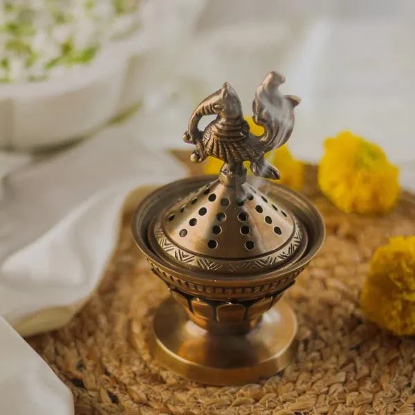 Brass_Peacock_Dhoop_Burner_With_Perforated_Dome