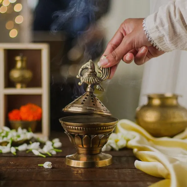 Brass_Peacock_Dhoop_Burner_With_Perforated_Dome