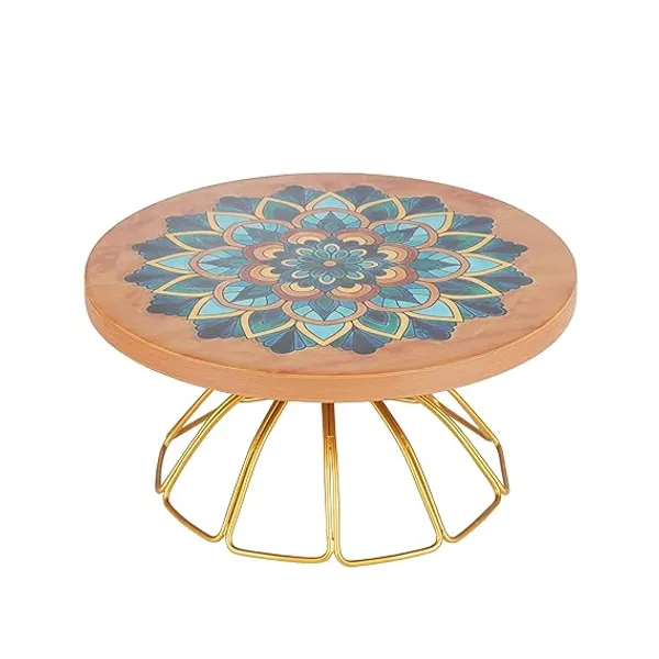 Wooden_Mandala_Print_Cake_Stand_With_Golden_Metal_Base