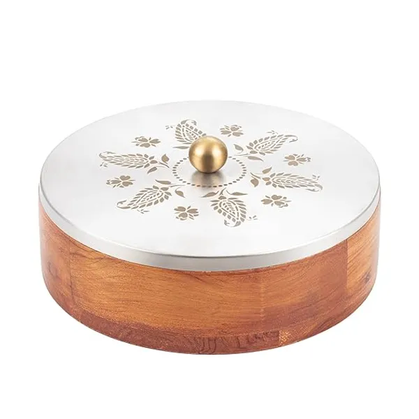 Teak_Wood_Masala_Box_With_Gold-plated_Containers_And_Laser_Etched_Lid