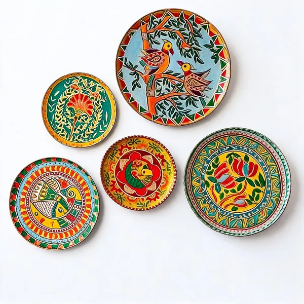 Set_of_5_Floral_Printed_Decorative_Wall_Plates_Set_With_Traditional_Motifs