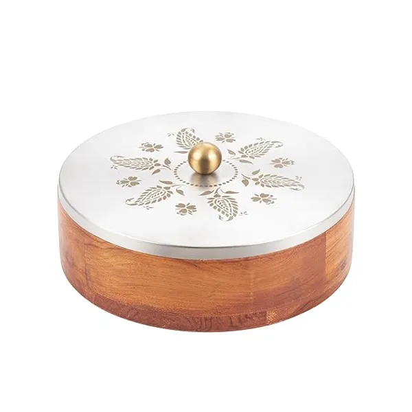 Teak_Wood_Floral_Lazer_Etched_Lid_Roti_Box_With_Golden_Knob