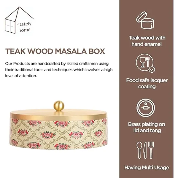 Teak_Wood_Ivory_Floral_Print_Masala_Storage_Box_With_Gold-plated_Stainless_Steel_Containers