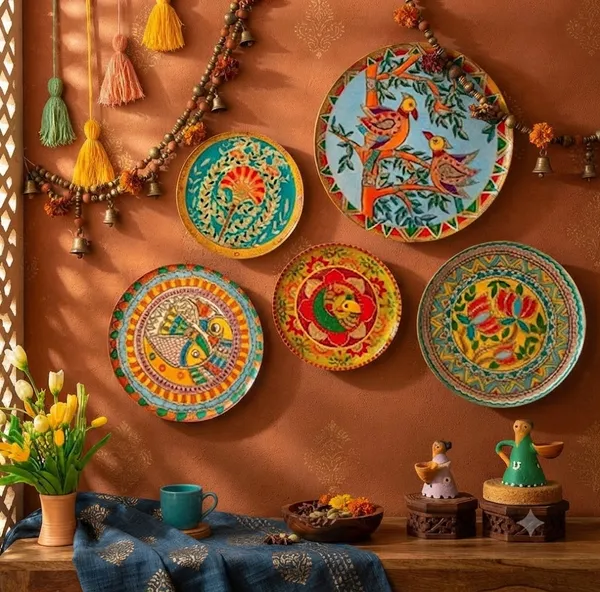 Set_of_5_Floral_Printed_Decorative_Wall_Plates_Set_With_Traditional_Motifs