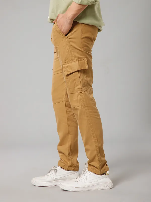Khaki_Cotton_Cargo_Pants_For_Men