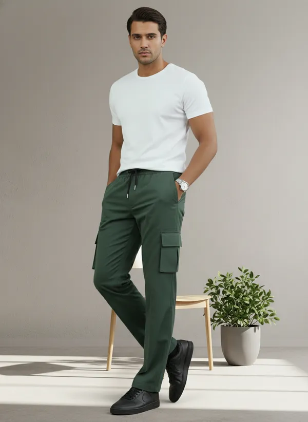 Green_Cotton_Cargo_Pants_For_Men