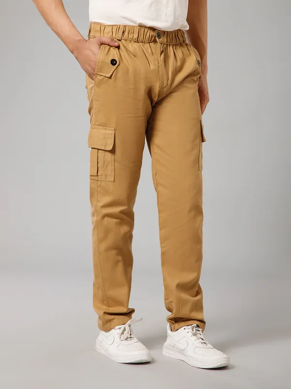 Khaki_Cotton_Cargo_Pants_For_Men