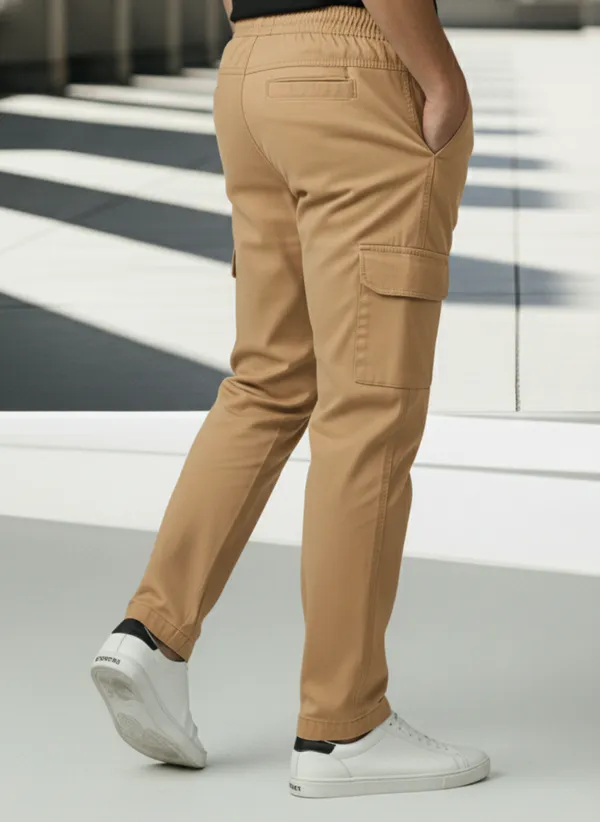 Khaki_Cotton_Cargo_Joggers_For_Men