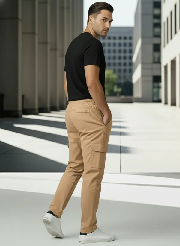 Khaki_Cotton_Cargo_Joggers_For_Men