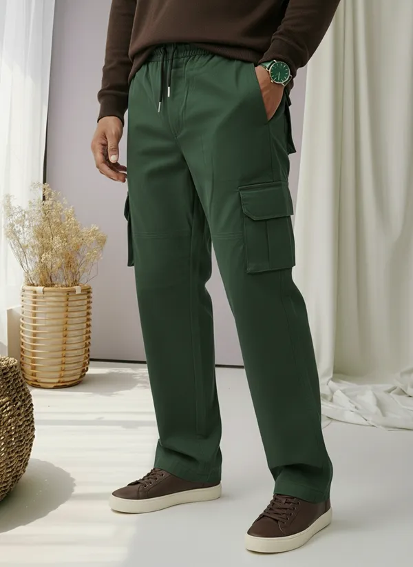 Green_Cotton_Cargo_Pants_For_Men