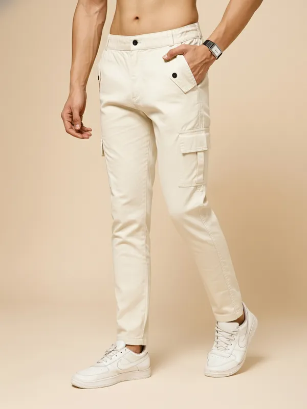 Beige_Cotton_Cargo_Pants_For_Men
