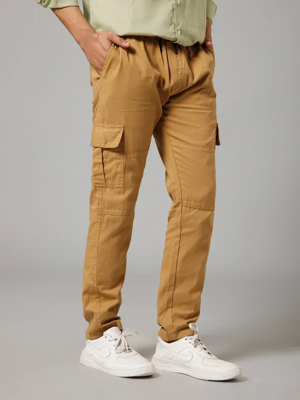 Khaki_Cotton_Cargo_Pants_For_Men