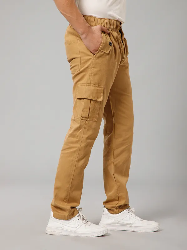 Khaki_Cotton_Cargo_Pants_For_Men