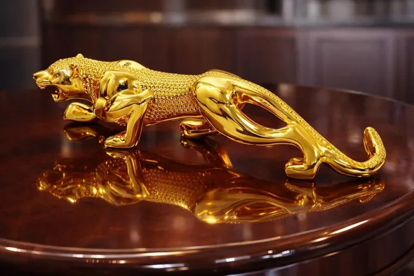Polyresin_Modern_Gold_Panther_Leopard_Figurine_Showpiece