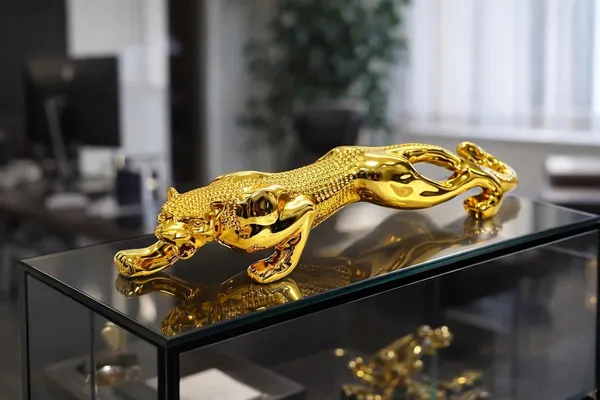 Polyresin_Modern_Gold_Panther_Leopard_Figurine_Showpiece