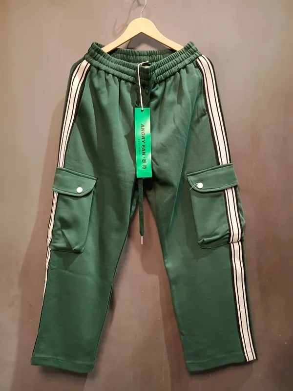 Green_Cotton_Side_Stripe_Cargo_Track_Pants_For_Men
