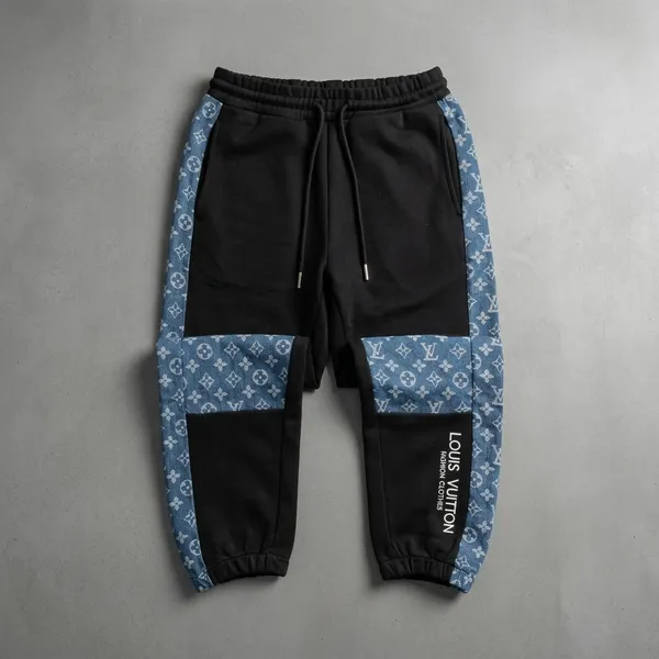 Black_And_Blue_Cotton_Monogram_Print_Track_Pants_For_Men