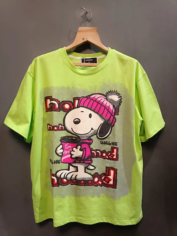 Lime_Green_Cotton_Oversized_Snoopy_Graphic_T-Shirt_For_Men