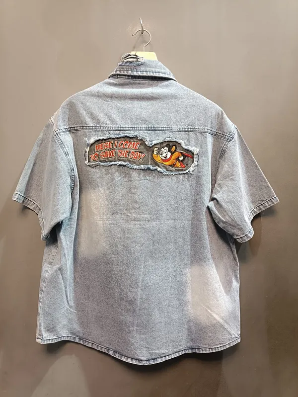 Grey_Denim_Graphic_Print_Short_Sleeve_Shirt_For_Men