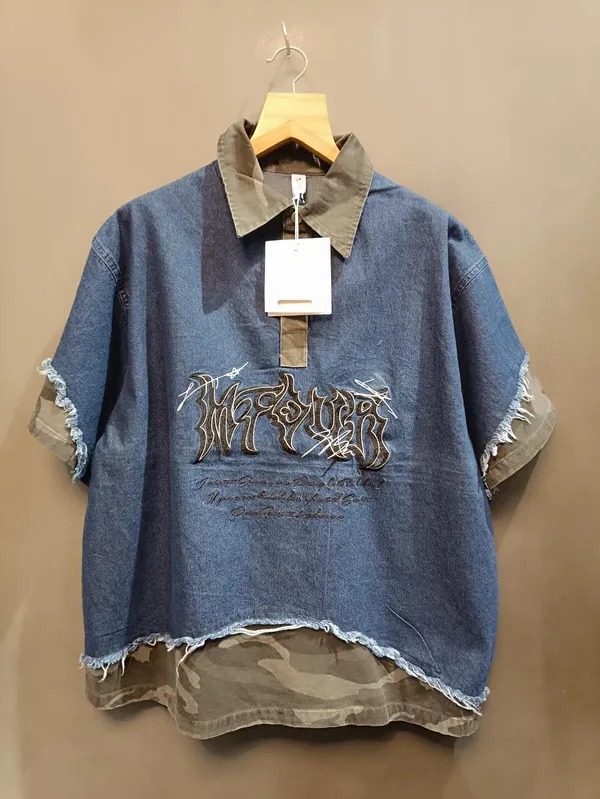 Blue_Denim_Oversized_Layered_Half_Sleeve_T-Shirt_For_Men