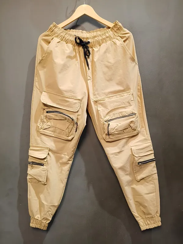 Beige_Cotton_Relaxed_Fit_Multi-Pocket_Cargo_Jogger_Pants_For_Men