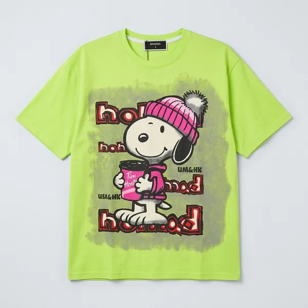 Lime_Green_Cotton_Oversized_Snoopy_Graphic_T-Shirt_For_Men