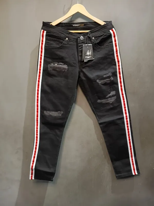 Black_Denim_Distressed_Side_Stripe_Jeans_For_Men