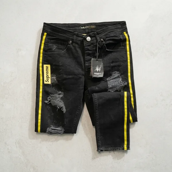 Black_Denim_Slim_Fit_Distressed_Yellow_Stripe_Jeans_For_Men