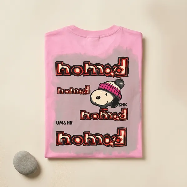 Pink_Cotton_Oversized_Snoopy_Graphic_T-Shirt_For_Men