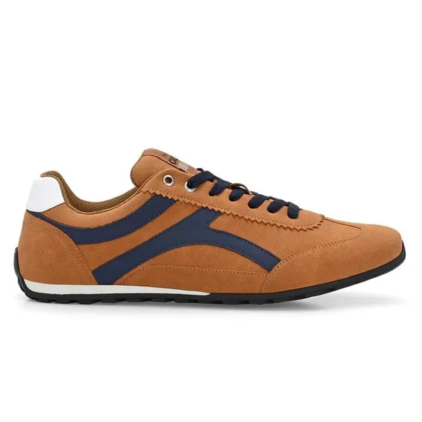 Tan_&_Navy_Vegan_Leather_Casual_Sneakers_For_Men
