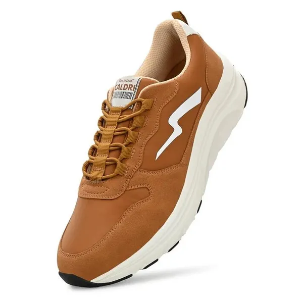 Tan_Brown_Vegan_Leather_Running_Shoes_For_Men