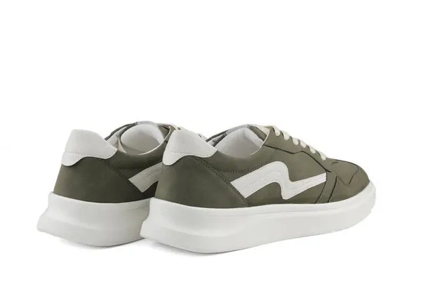 Olive_Green_&_White_Vegan_Leather_Casual_Sneakers_For_Men