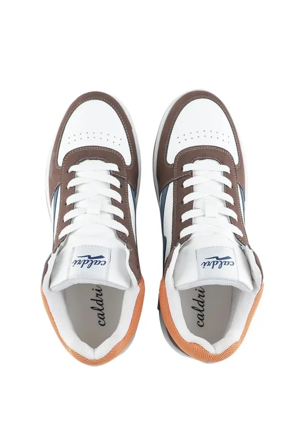 White_Brown_&_Orange_Mesh_High-Top_Sports_Shoes_For_Men