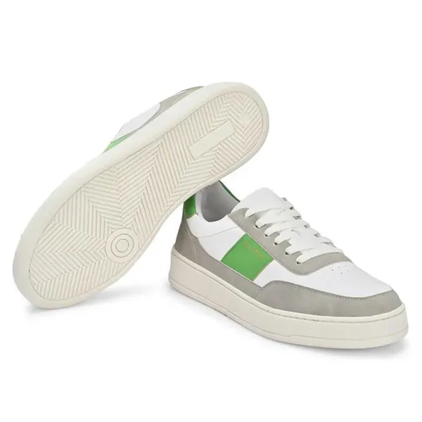 White_Grey_Green_Vegan_Leather_Casual_Sneakers_For_Men
