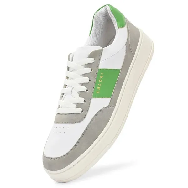 White_Grey_Green_Vegan_Leather_Casual_Sneakers_For_Men