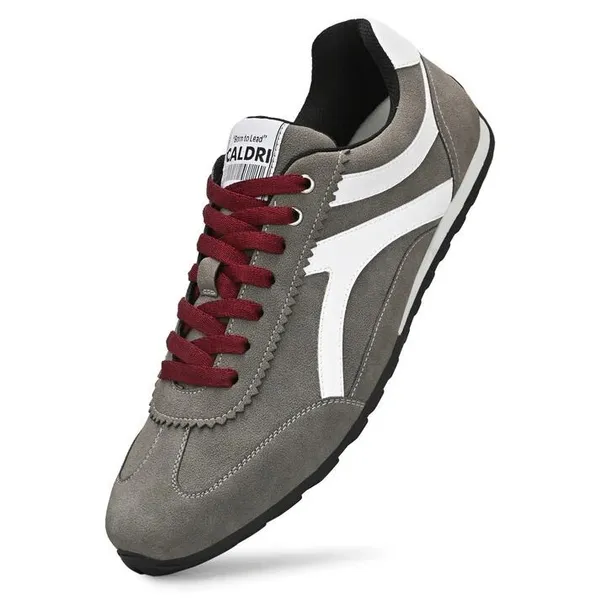 Grey_&_White_Vegan_Leather_Retro_Sports_Shoes_For_Men