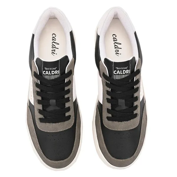 Black_Grey_&_White_Vegan_Leather_Casual_Sneakers_For_Men
