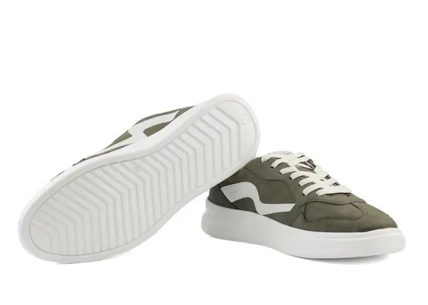 Olive_Green_&_White_Vegan_Leather_Casual_Sneakers_For_Men