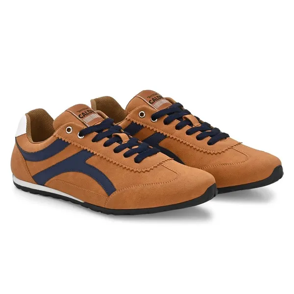 Tan_&_Navy_Vegan_Leather_Casual_Sneakers_For_Men