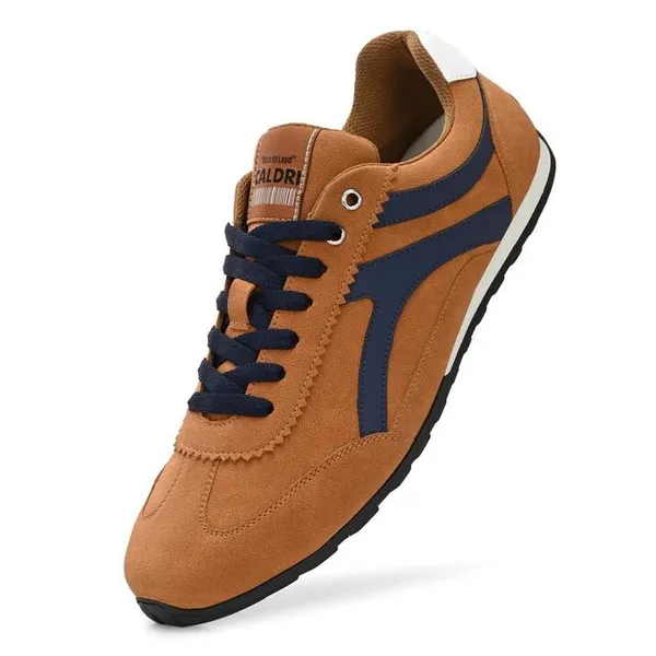 Tan_&_Navy_Vegan_Leather_Casual_Sneakers_For_Men