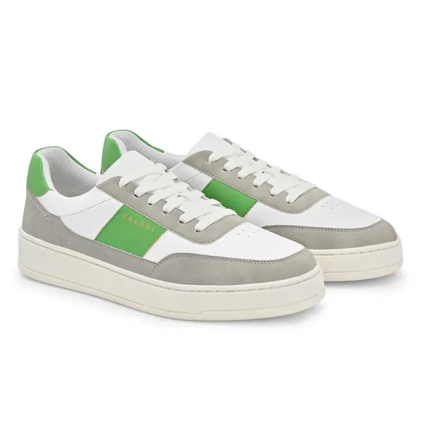 White_Grey_Green_Vegan_Leather_Casual_Sneakers_For_Men