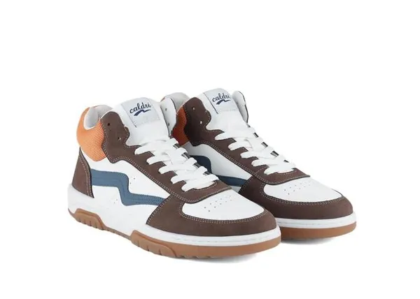 White_Brown_&_Orange_Mesh_High-Top_Sports_Shoes_For_Men