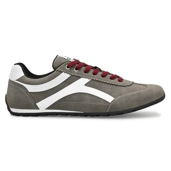 Grey_&_White_Vegan_Leather_Retro_Sports_Shoes_For_Men