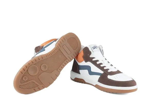 White_Brown_&_Orange_Mesh_High-Top_Sports_Shoes_For_Men