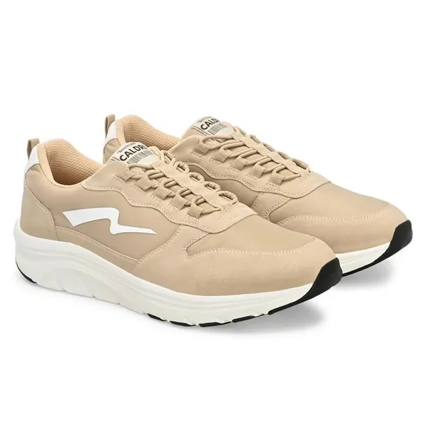 Beige_Vegan_Leather_Casual_Running_Shoes_For_Men
