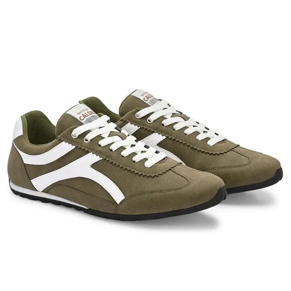 Olive_Green_&_White_Vegan_Leather_Casual_Sneakers_For_Women