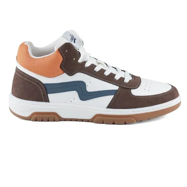 White_Brown_&_Orange_Mesh_High-Top_Sports_Shoes_For_Men