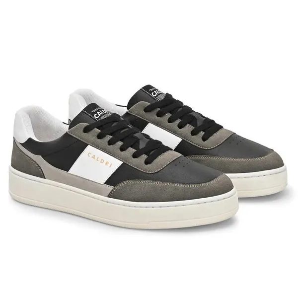Black_Grey_&_White_Vegan_Leather_Casual_Sneakers_For_Men