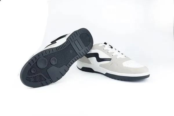 White_&_Grey_Vegan_Leather_Casual_Sneakers_For_Men