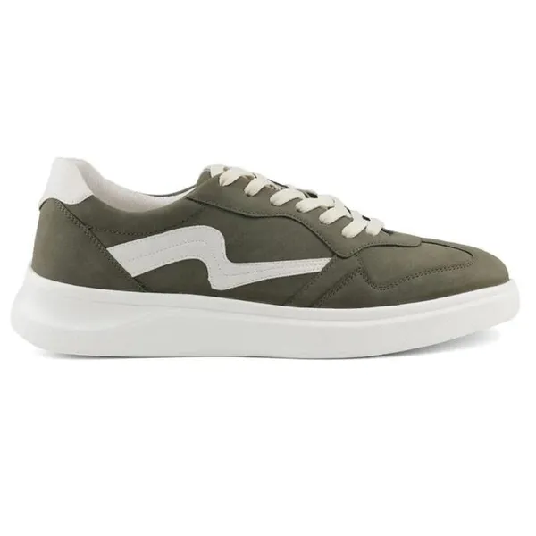 Olive_Green_&_White_Vegan_Leather_Casual_Sneakers_For_Men